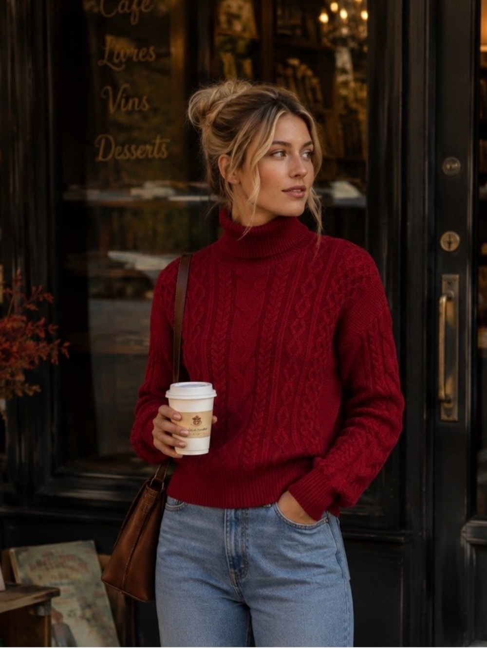 NWT Gap Red Cable Knit
Turtleneck Sweater Size  M Tall 100% Cotton Cozy Preppy